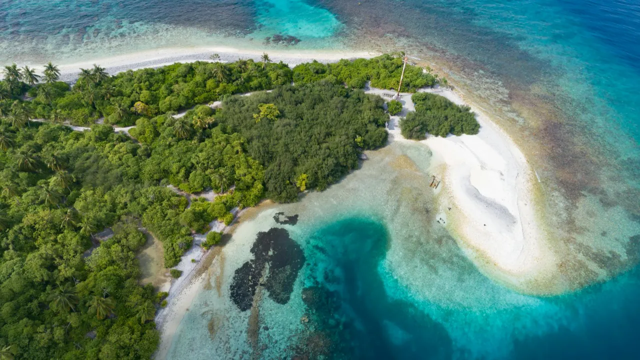 The island and its lagoon