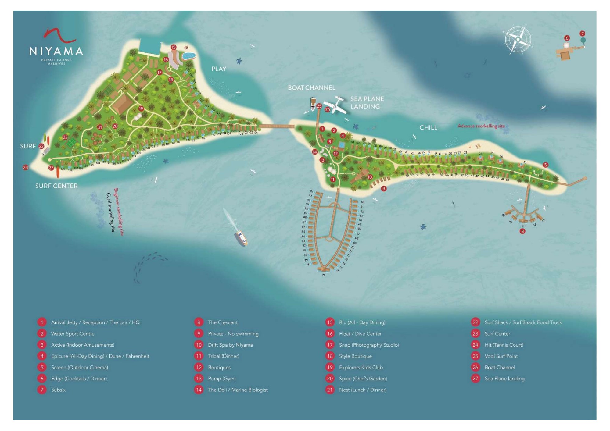 Niyama Private Islands island map